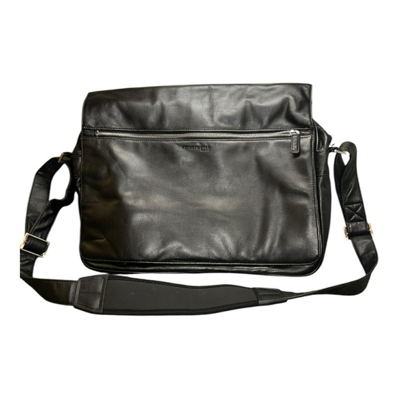 Kenneth Cole New York Other - Kenneth Cole New York Black Leather Messenger Laptop Bag with Adjustable Strap